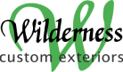 Logo of Wilderness Custom Exteriors featuring natural elements, emphasizing craftsmanship and outdoor aesthetics