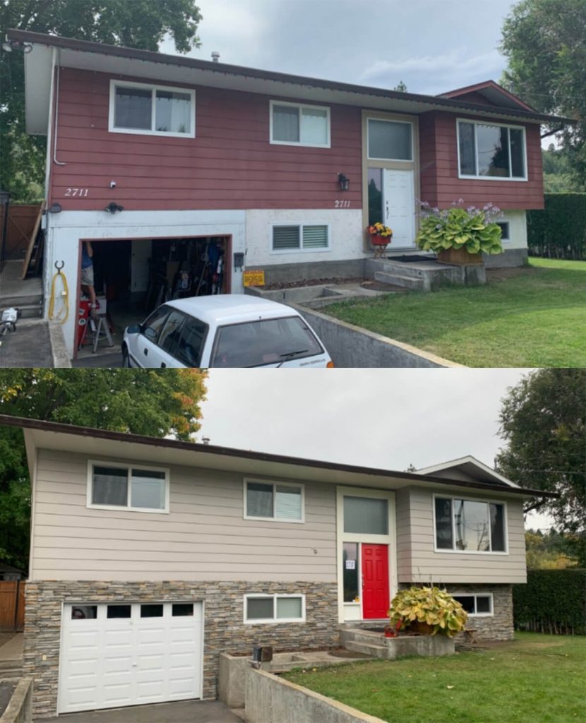 Before and after images showcasing a transformed garage space, highlighting improvements in organization and aesthetics